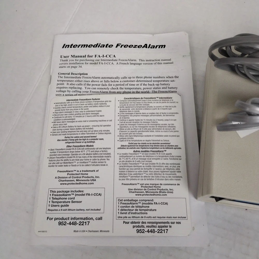 Emerson Intermediate Freeze Alarm Dialer • Base Unit w/Power Supply & Sensor